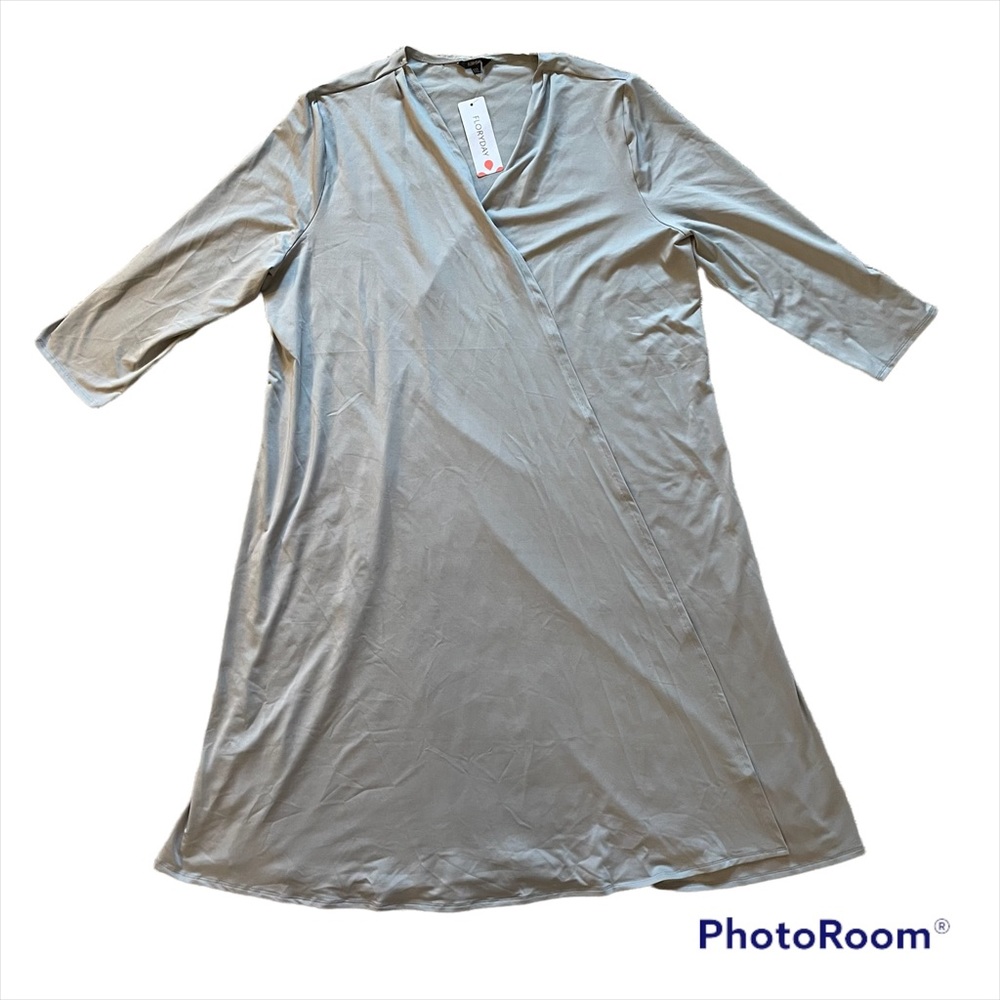 NEW Floryday Silver Gray 2 Piece Brocade Sheath Dress Slinky Stretch Duster XXL - Picture 5 of 7